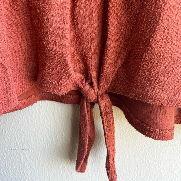 Madewell burnt orange 100% cotton textured tie front top - Picture 7 of 9